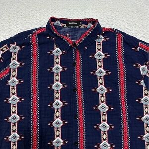 Vat Pave Tribal Pattern Button Down Collar Short Sleeve Shirt Men’s Size XXL